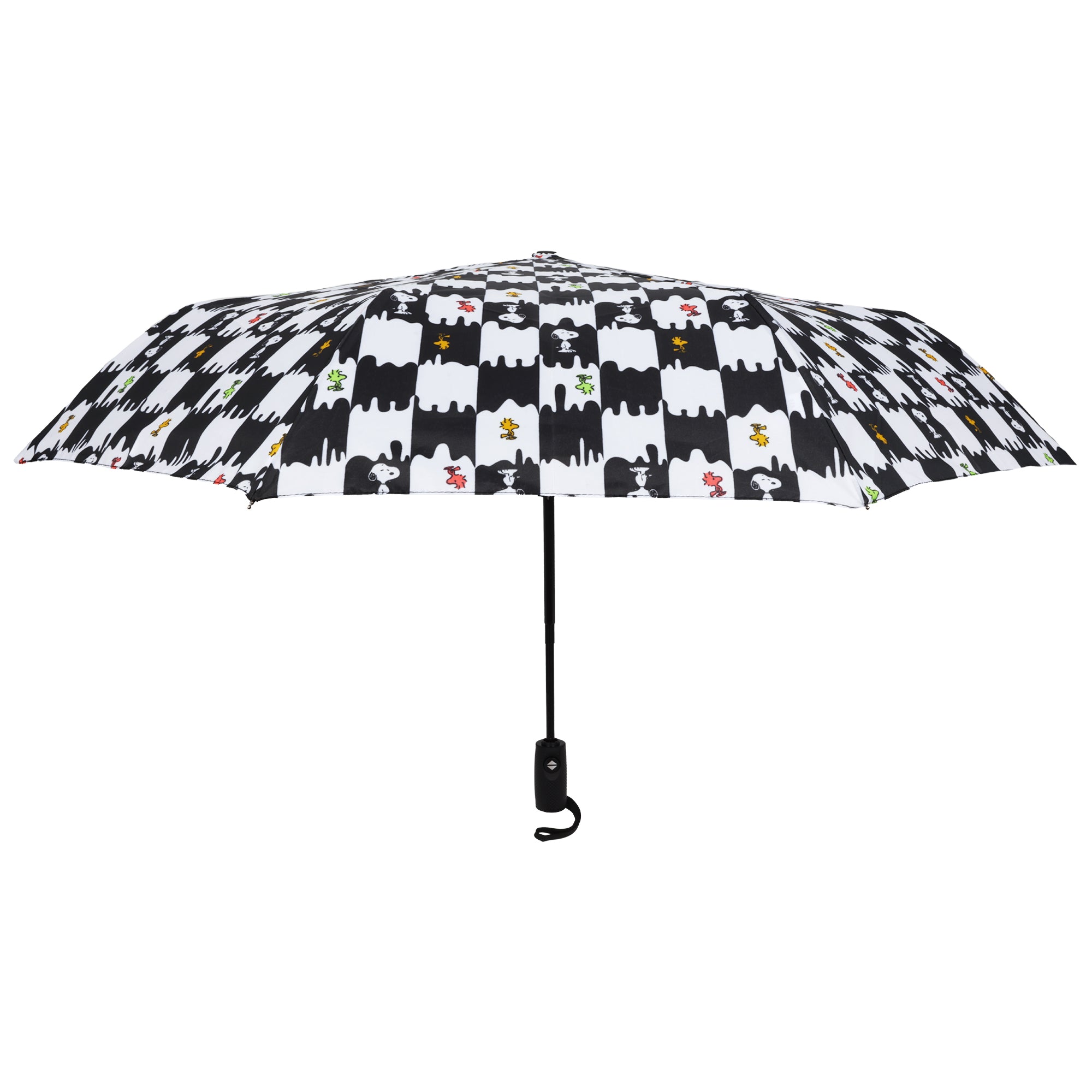 Peanuts Snoopy & Woodstock Checkerboard Automatic Umbrella – Black & White