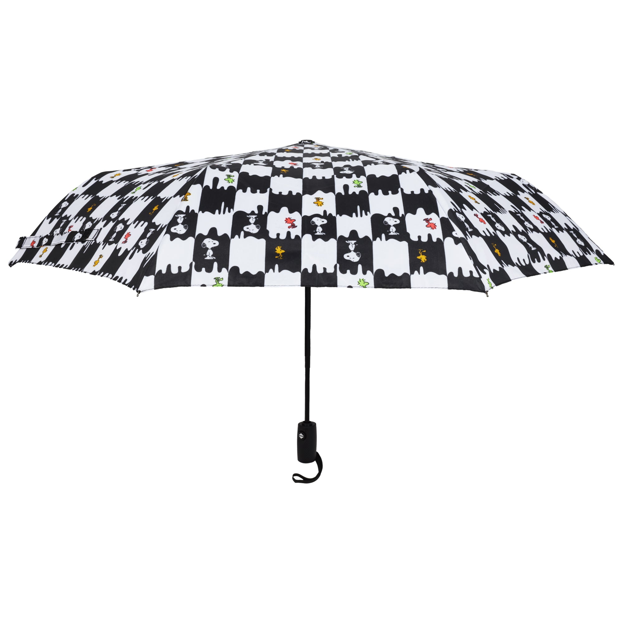 Peanuts Snoopy & Woodstock Checkerboard Automatic Umbrella – Black & White