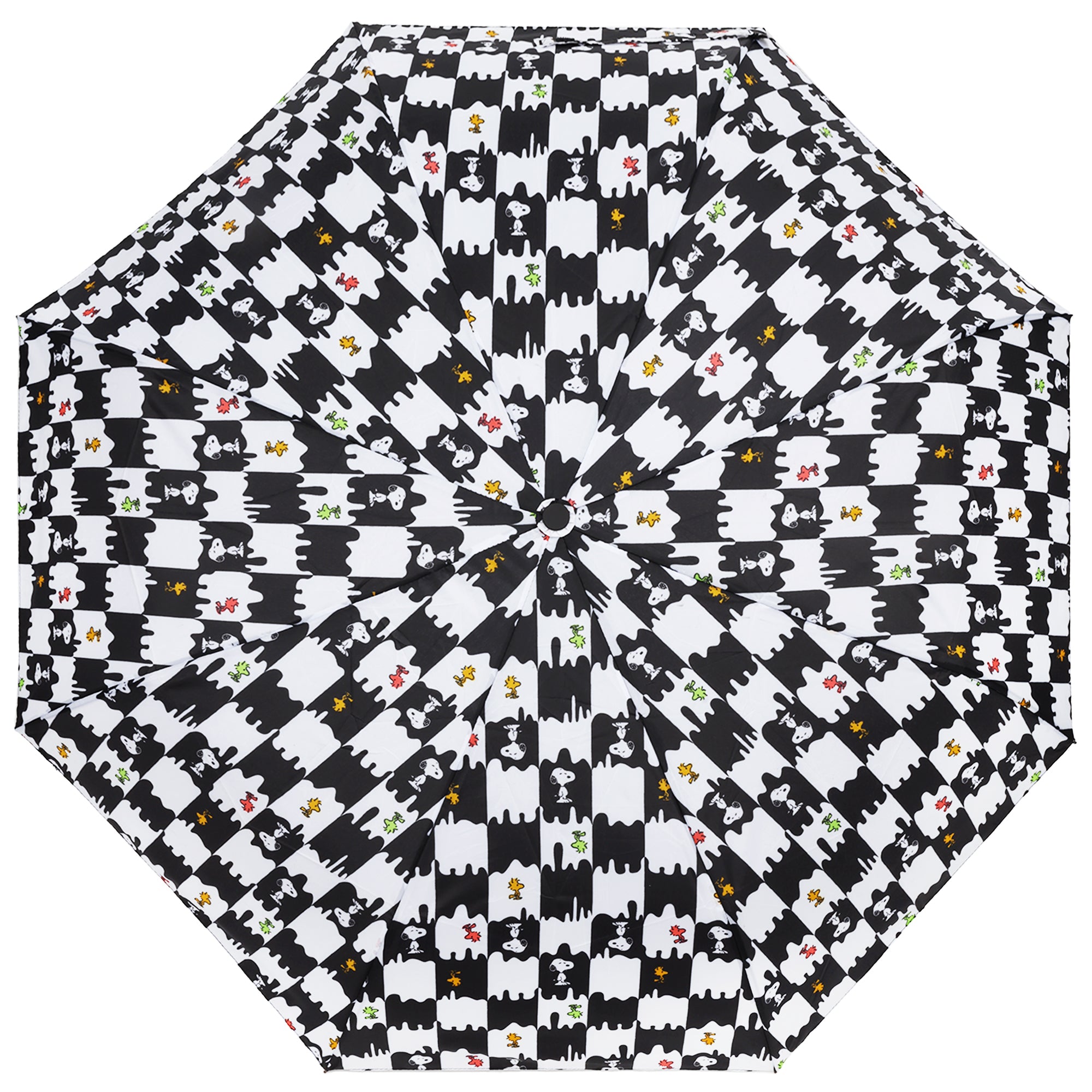 Peanuts Snoopy & Woodstock Checkerboard Automatic Umbrella – Black & White