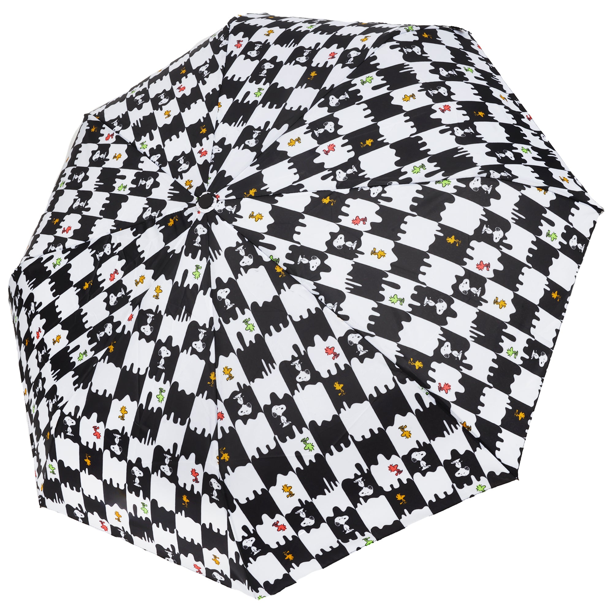 Peanuts Snoopy & Woodstock Checkerboard Automatic Umbrella – Black & White