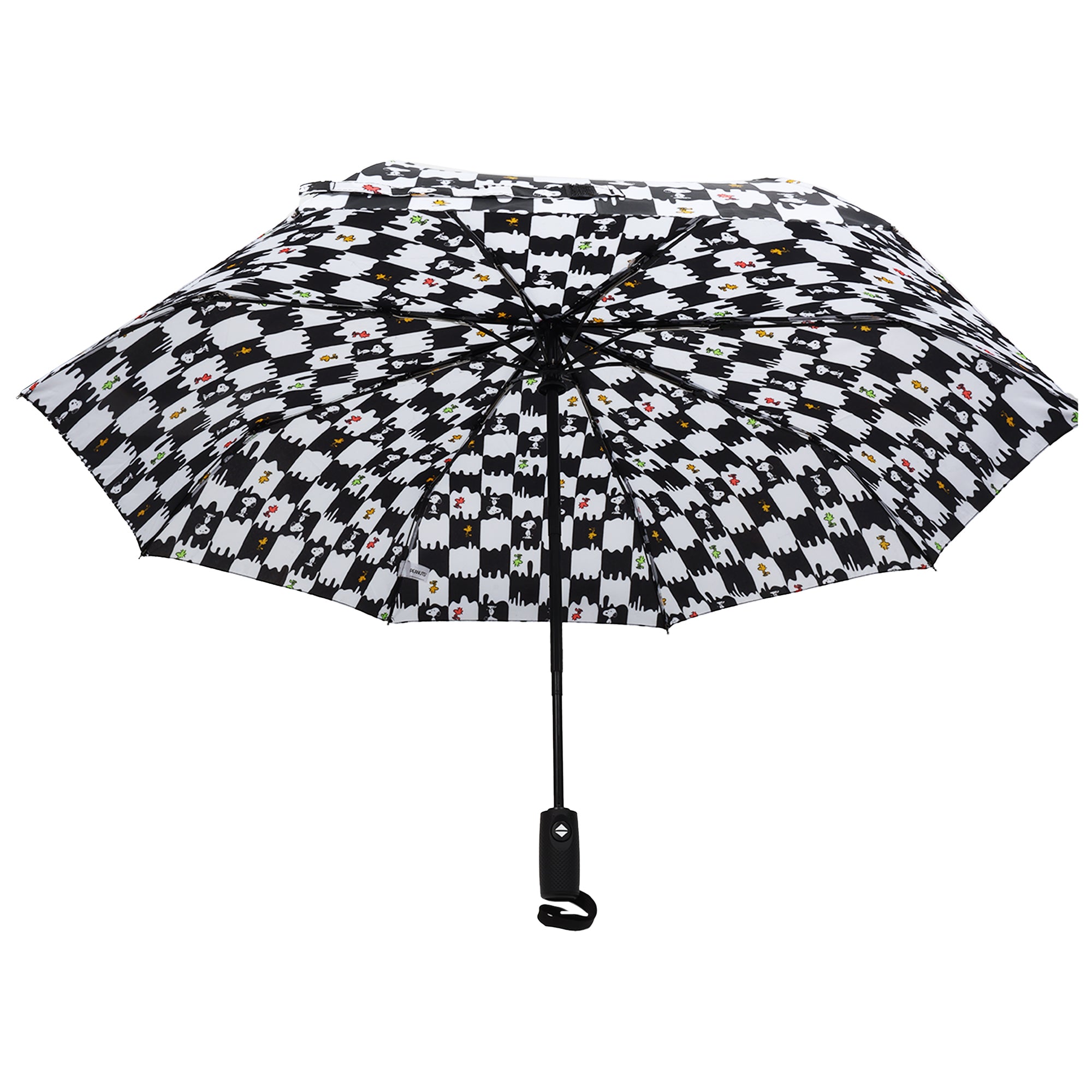 Peanuts Snoopy & Woodstock Checkerboard Automatic Umbrella – Black & White