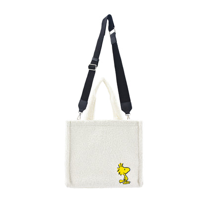 Snoopy & Woodstock Sherpa Mini Tote, White