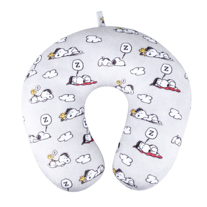 FUL Peanuts Snoopy and Woodstock Clouds Travel Neck Pillow, Grey