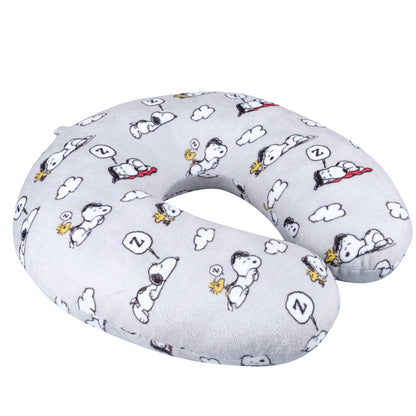 FUL Peanuts Snoopy and Woodstock Clouds Travel Neck Pillow, Grey