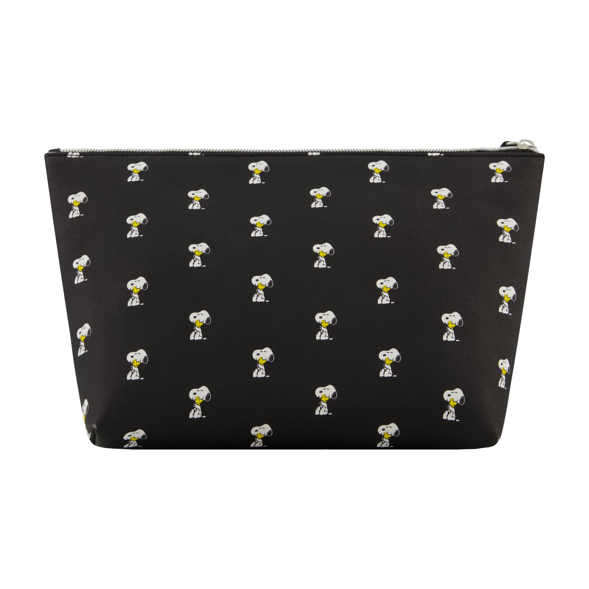Peanuts Snoopy Women's Makeup Bag, Small Travel Cosmetic Zipper Pouch Organizer, Black