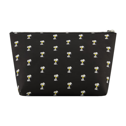 Peanuts Snoopy Women's Makeup Bag, Small Travel Cosmetic Zipper Pouch Organizer, Black