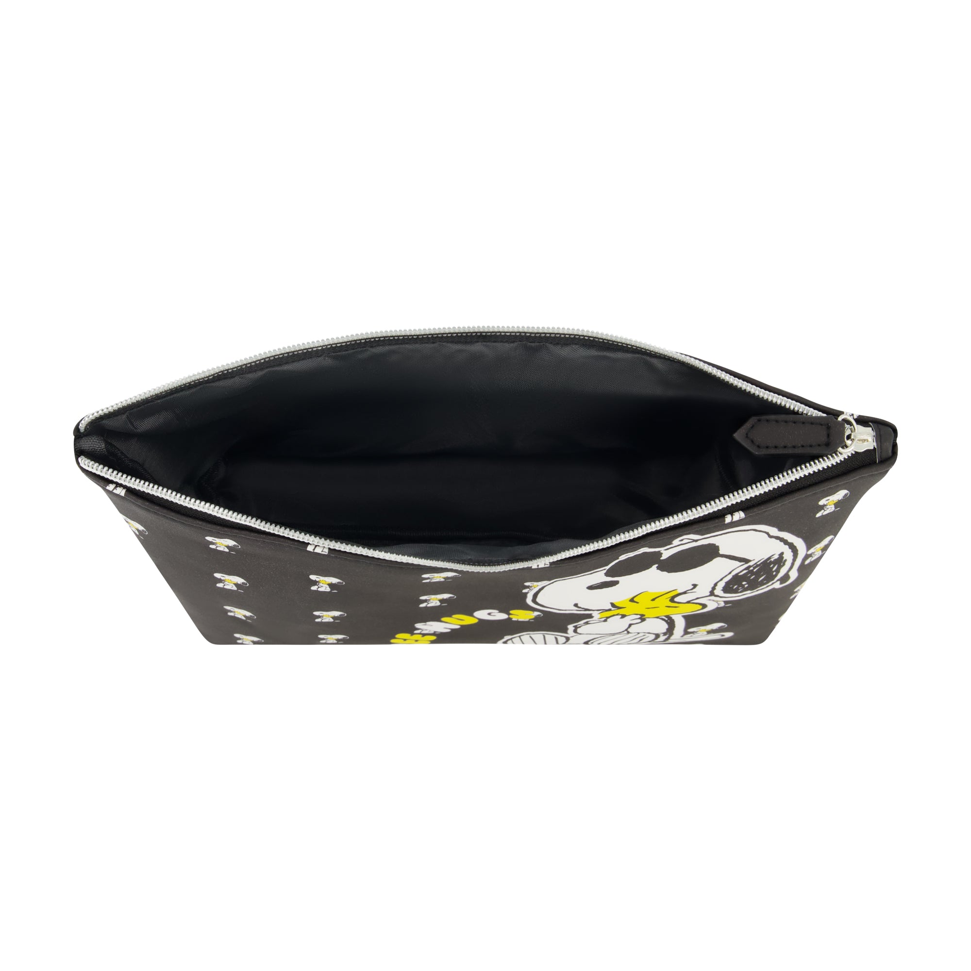 Peanuts Snoopy Women's Makeup Bag, Small Travel Cosmetic Zipper Pouch Organizer, Black