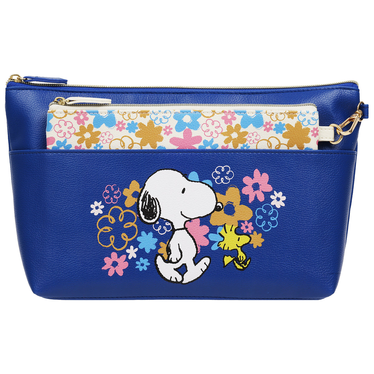 Peanuts Snoopy & Woodstock Floral 2-in-1 Large Cosmetic Bag