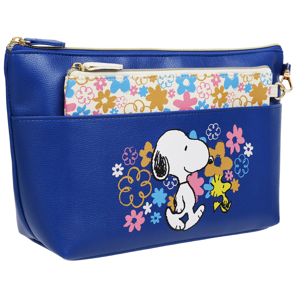 Peanuts Snoopy & Woodstock Floral 2-in-1 Large Cosmetic Bag