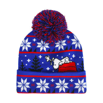 Peanuts Blue Beanie Red House With Snoopy,Blue