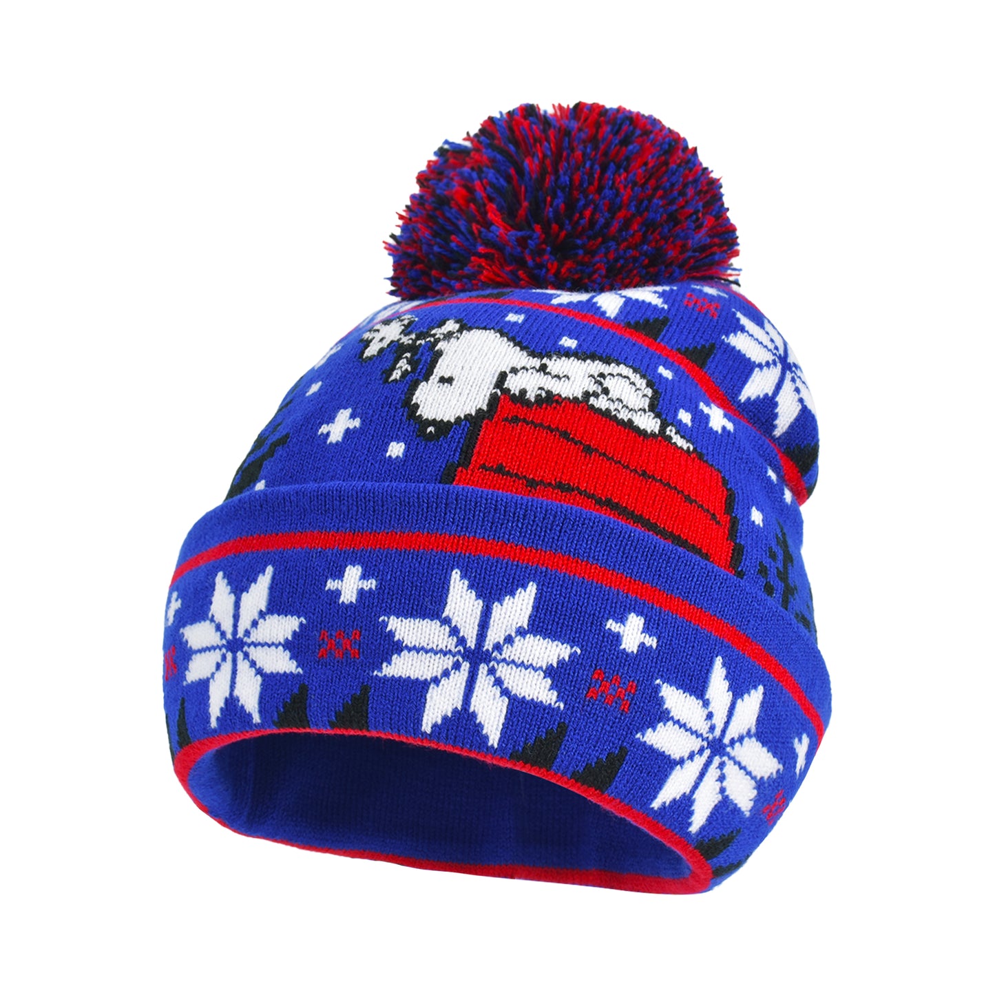 Peanuts Blue Beanie Red House With Snoopy,Blue