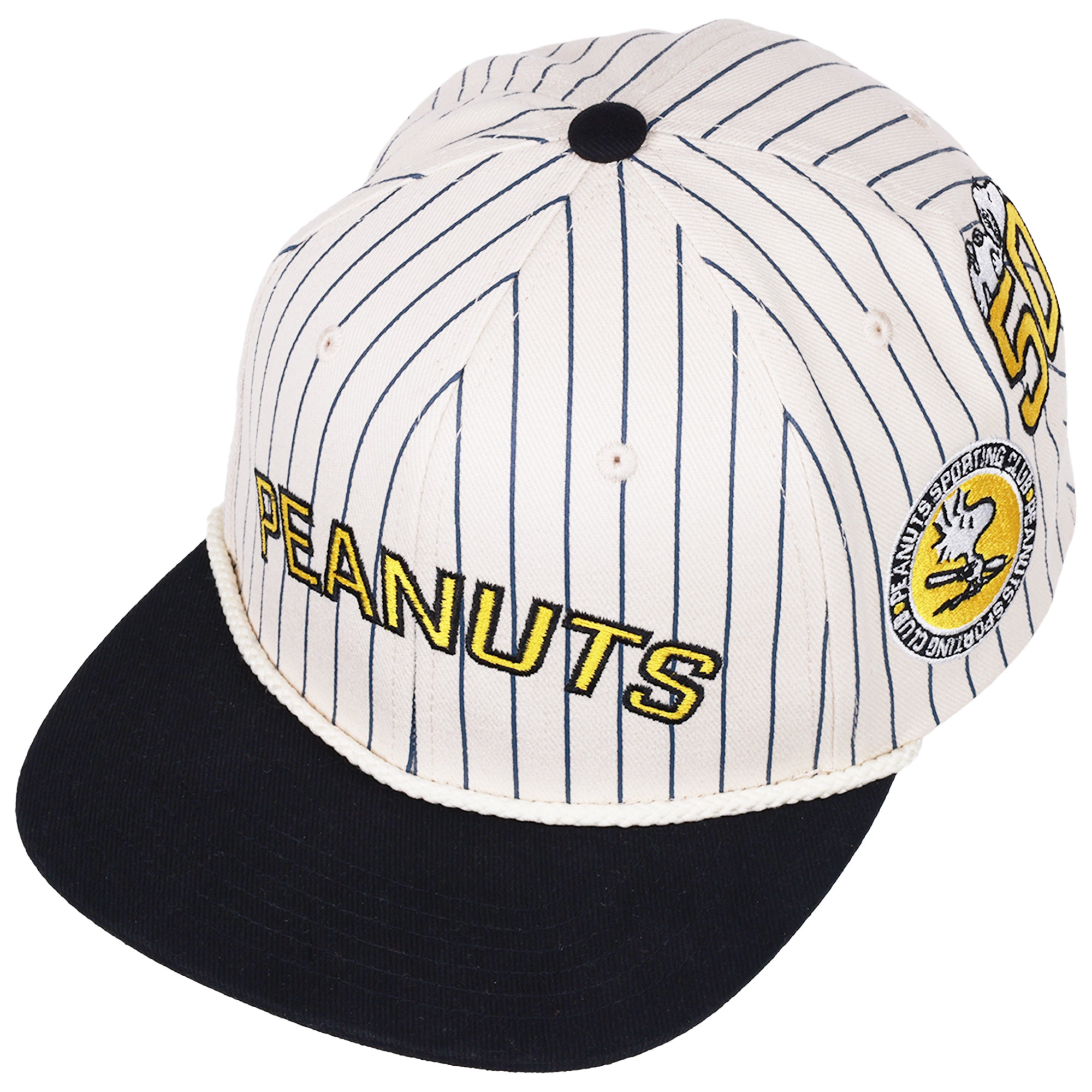 Peanuts Vintage Pinstripe Snapback Cap – Snoopy Sporting Club Flat Brim Hat