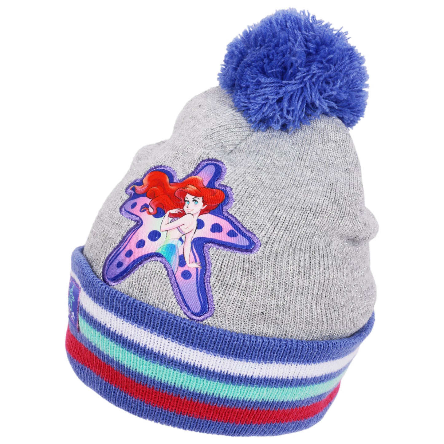 Disney The Little Mermaid Girls’ Winter Hat and Gloves Set – Ariel “Watch Me Shine” Knit Pom Beanie for Kids Ages 4–7