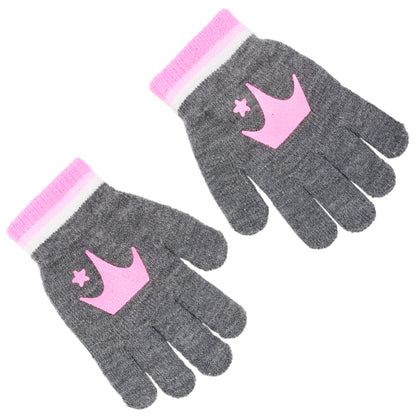 Disney Princess Girls’ Winter Hat and Gloves Set – “Fearless” Pom Beanie for Kids Ages 4–7, Grey