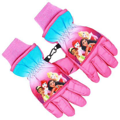 Disney Princess Beanie Hat and Gloves Set – “Keep It Fabulous” Knit Pom Cap with Knit Mittens & Insulated Ski Gloves for Girls Ages 4–7