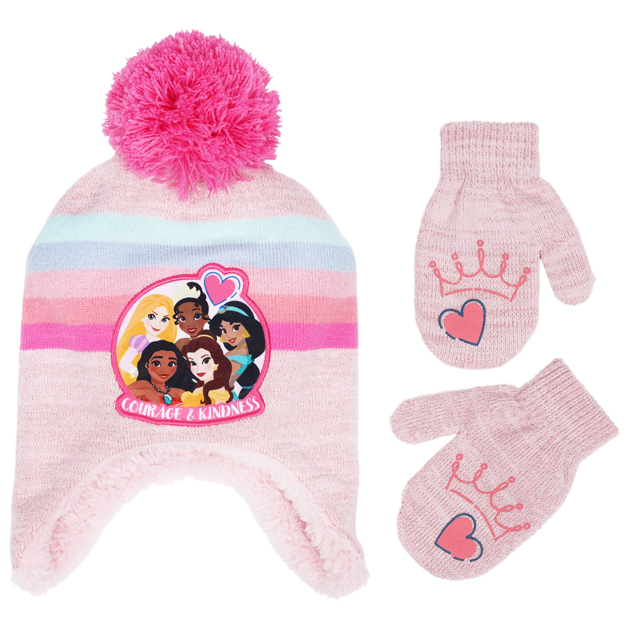Disney girls Toddler Winter Hat and Mittens Set Ages 2-4 Or Princess Hat and Kids Gloves Set for Ages 4-7