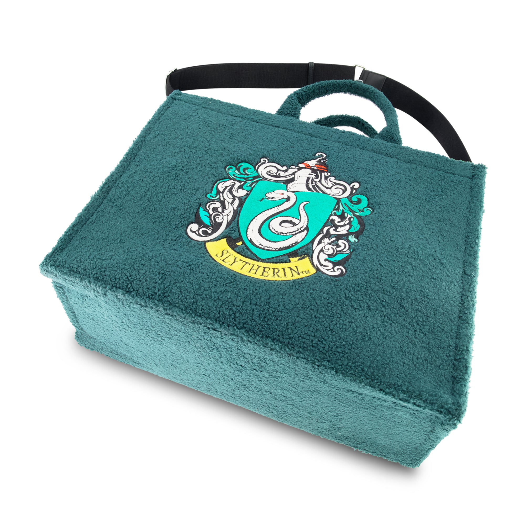 Harry Potter Slytherin Crest Sherpa Travel Tote with Trolley Strap, Green