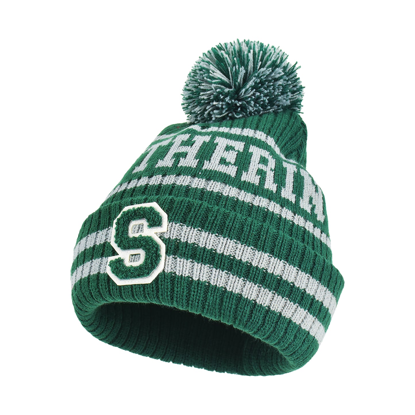 Harry Potter Slytherin Collegiate Pom Cuff Beanie,Green