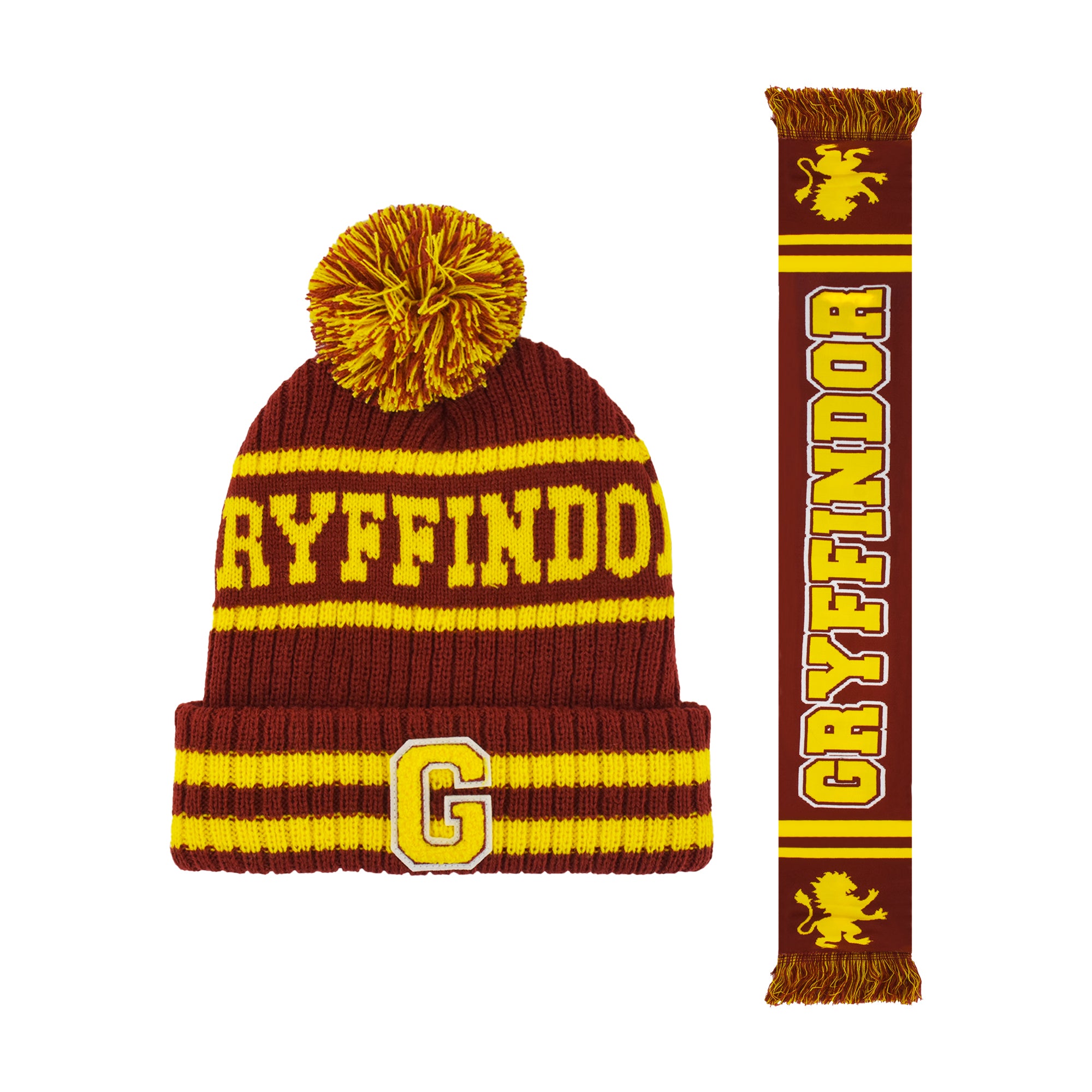 Concept One unisex-adult Harry Potter Beanie Hat and Scarf Set, Hogwarts Collegiate Winter Knit Cap With Cuff and Pom