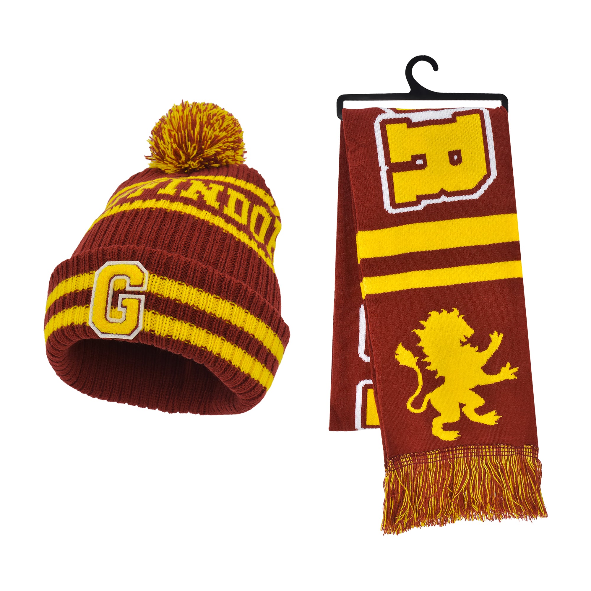 Concept One unisex-adult Harry Potter Beanie Hat and Scarf Set, Hogwarts Collegiate Winter Knit Cap With Cuff and Pom