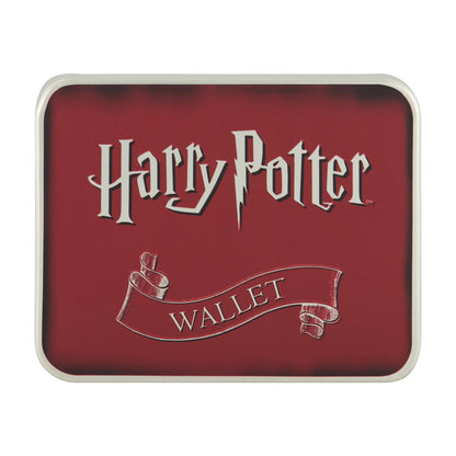 WB HARRY POTTER Lightning Bolt And Glasses in Burgundy Bifold Wallet, Slim Wallet with Decorative Tin Unisex