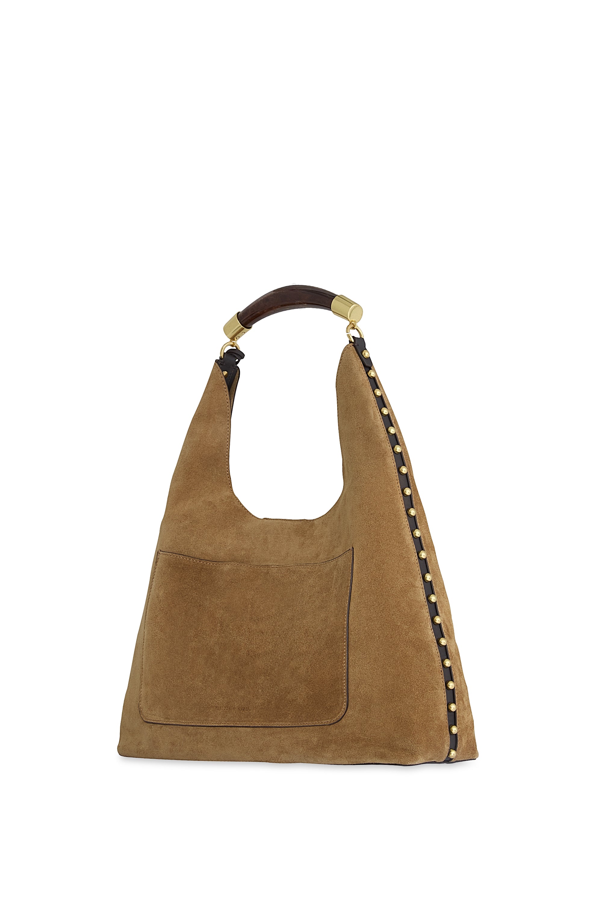 Rebecca Minkoff Nolita Hobo Suede Shoulder Bag with Studded Trim, Chestnut/Fondant