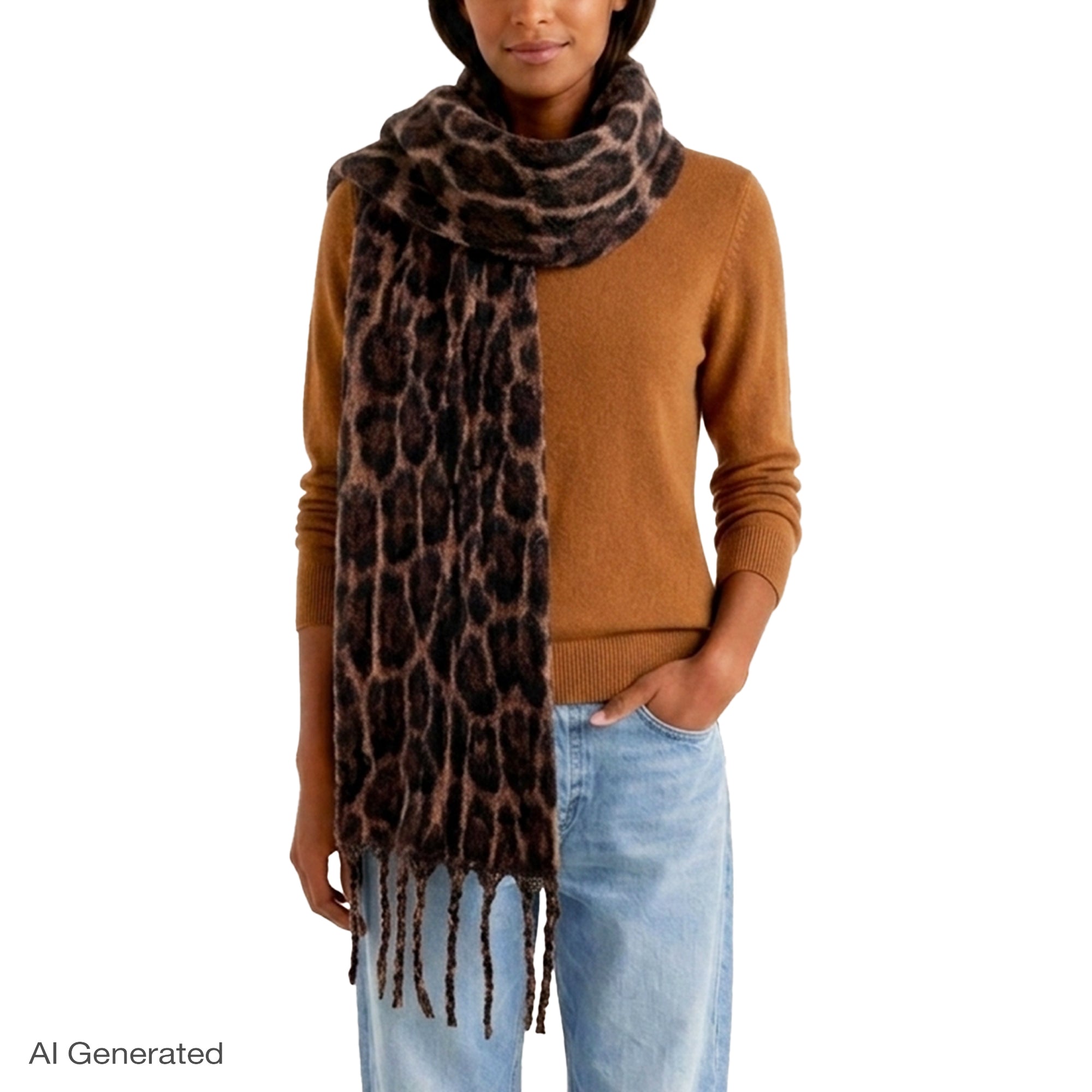 Rebecca Minkoff Brushed Woven Leopard Jacquard Scarf