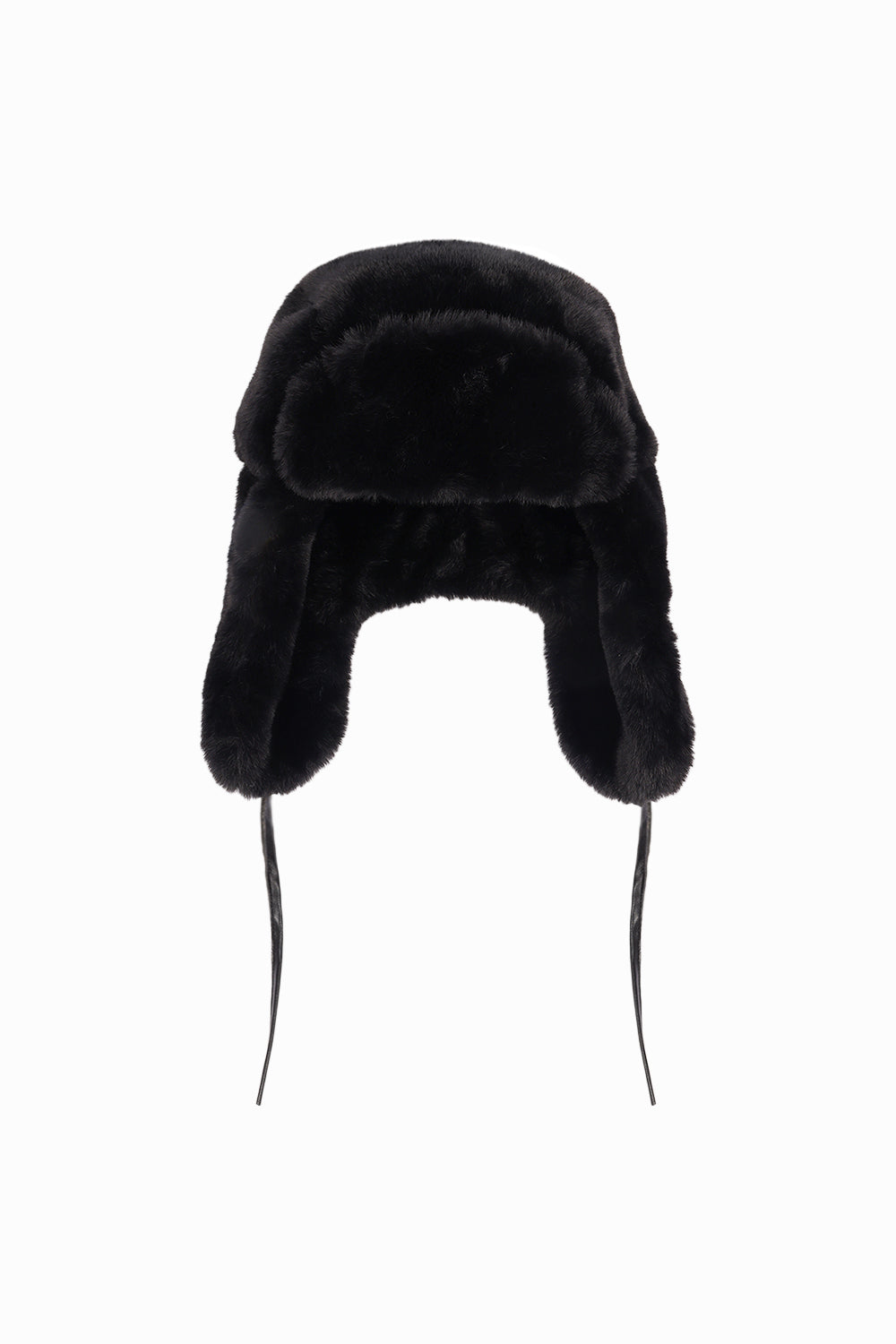 Rebecca Minkoff Faux Fur Trapper Hat with Polyurethane Ties Black
