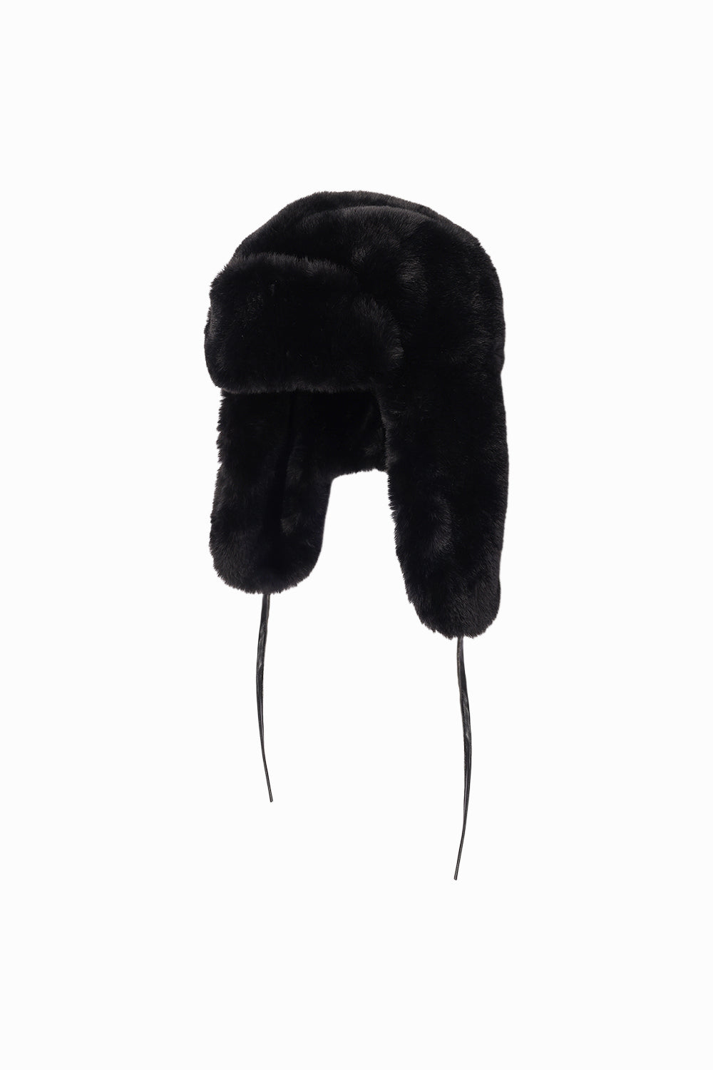 Rebecca Minkoff Faux Fur Trapper Hat with Polyurethane Ties Black