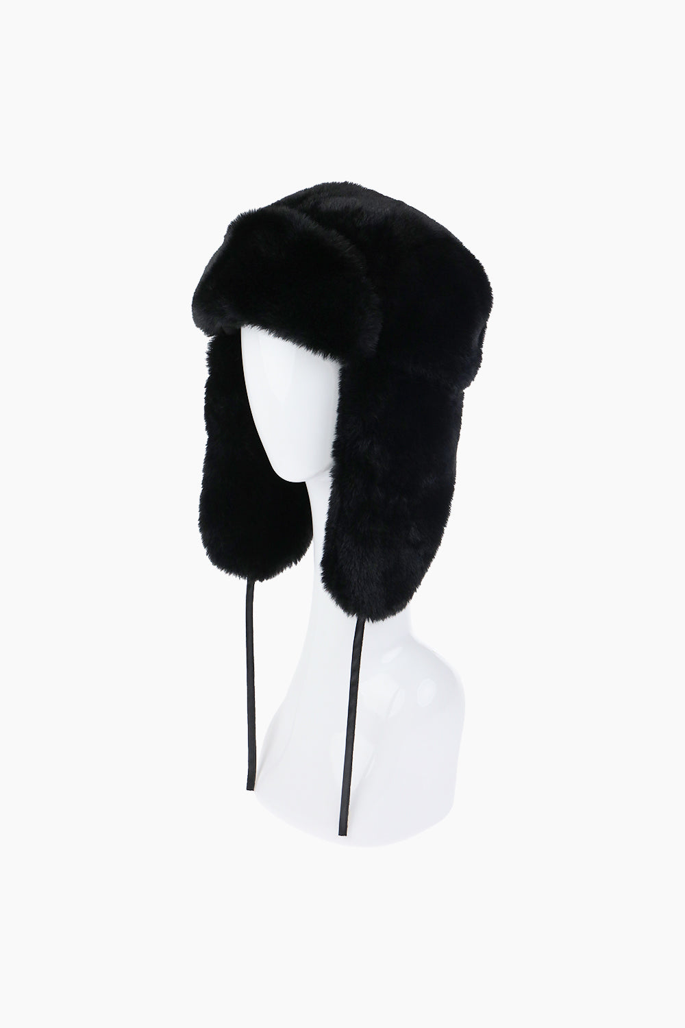 Rebecca Minkoff Faux Fur Trapper Hat with Polyurethane Ties Black