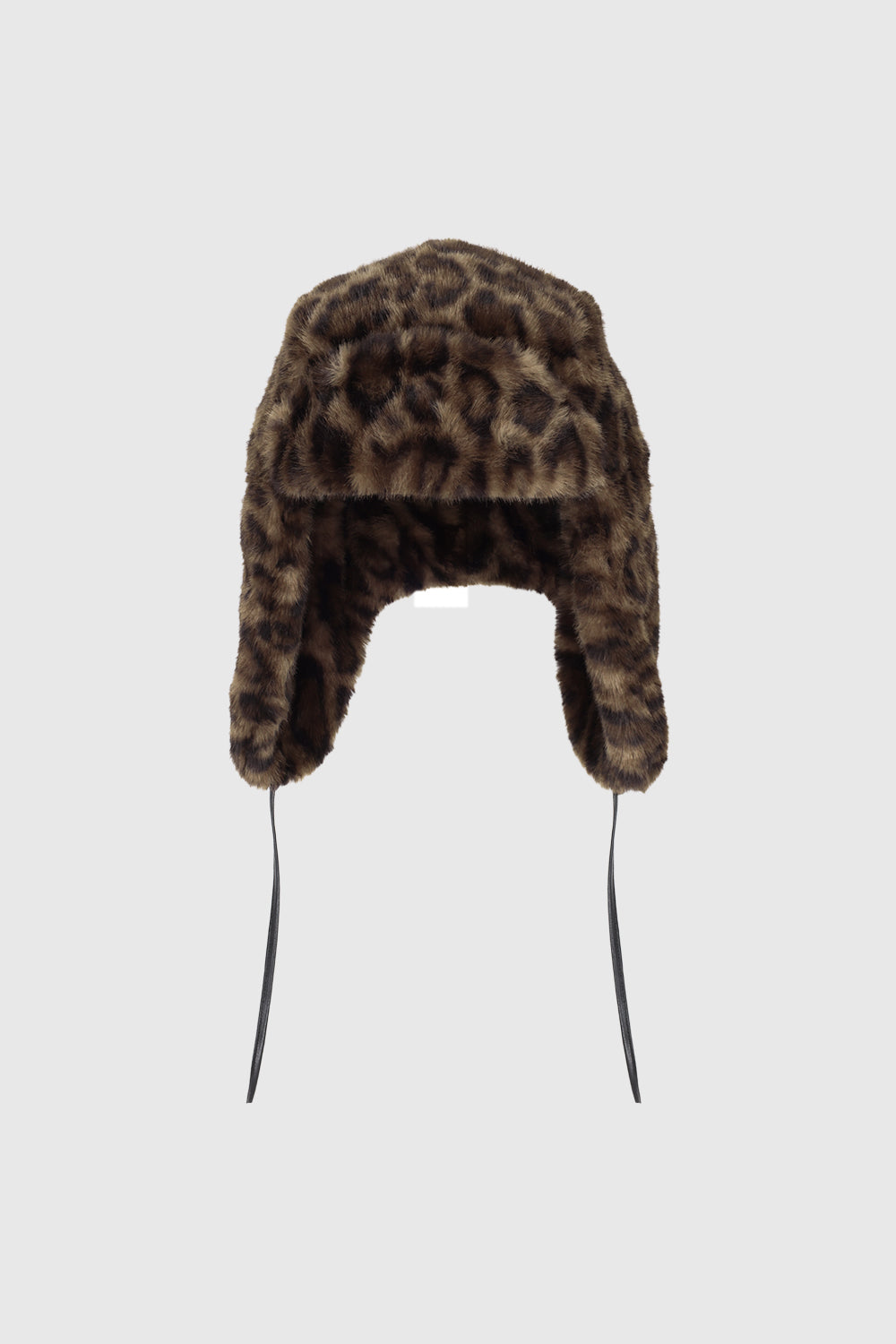 Rebecca Minkoff Faux Fur Trapper Hat with Polyurethane Ties Leopard