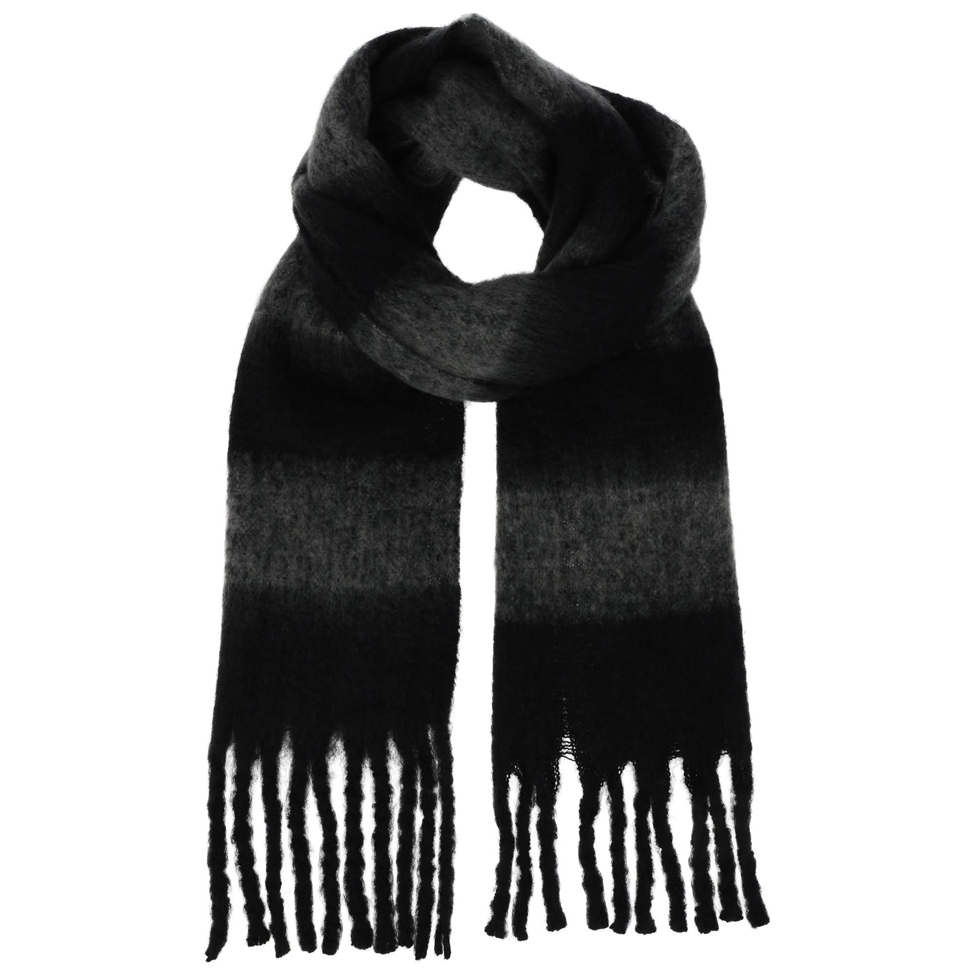 Rebecca Minkoff Brushed Acrylic Striped Blanket Scarf with Fringe