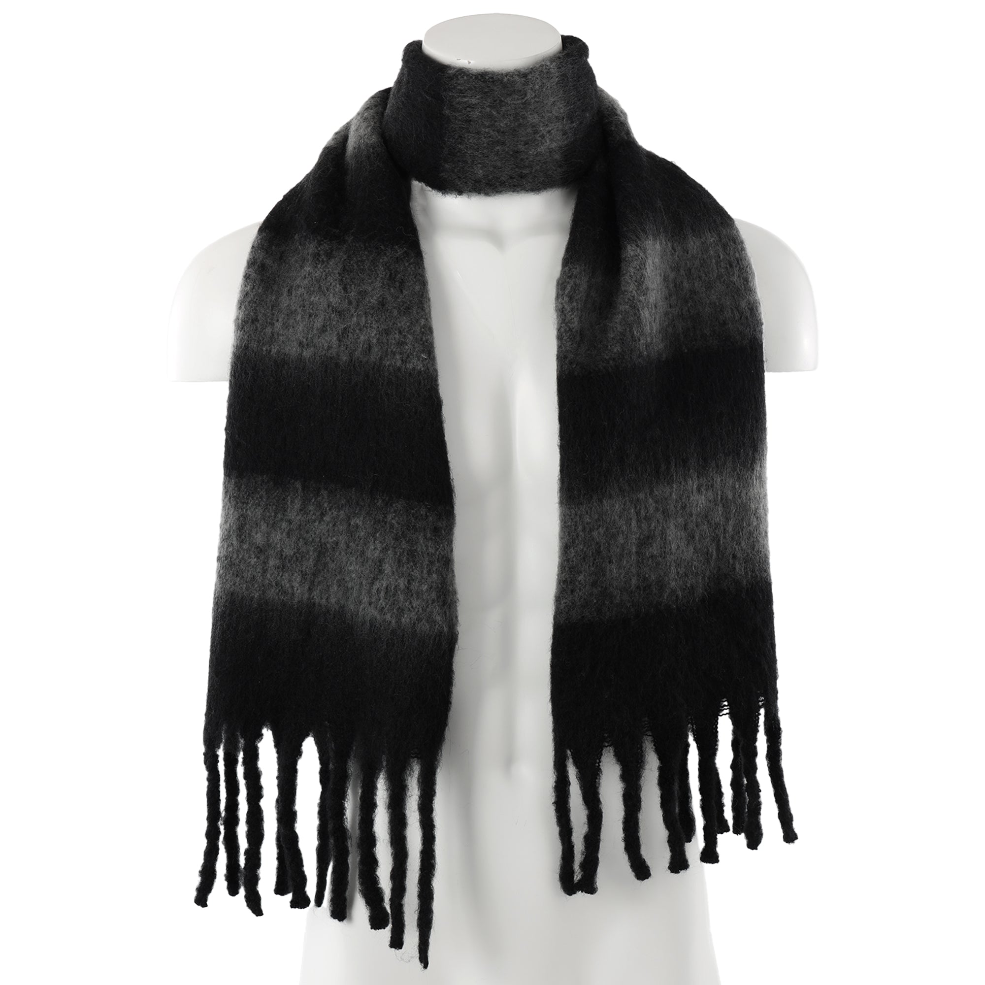 Rebecca Minkoff Brushed Acrylic Striped Blanket Scarf with Fringe