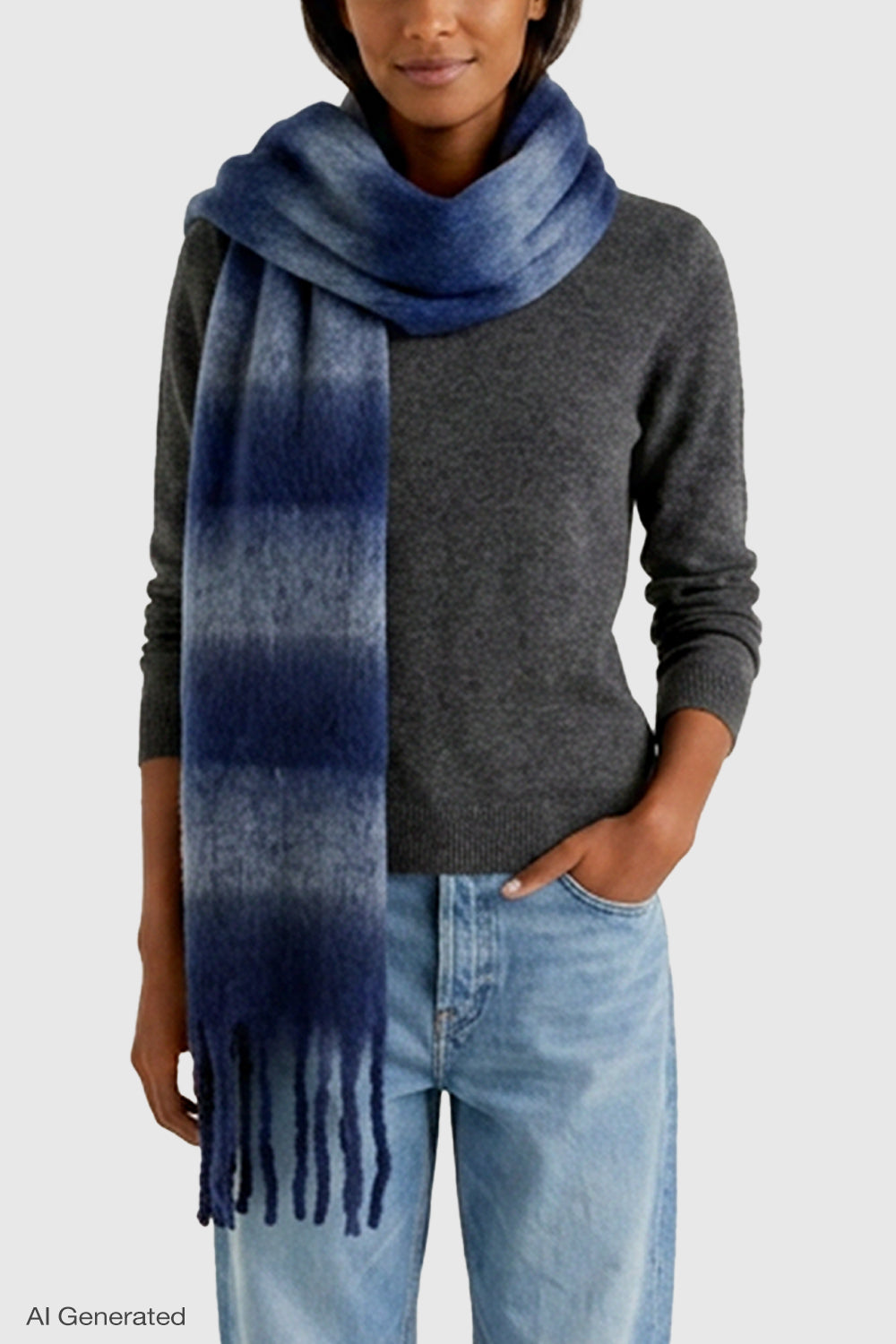 Rebecca Minkoff Brushed Acrylic Striped Blanket Scarf with Fringe