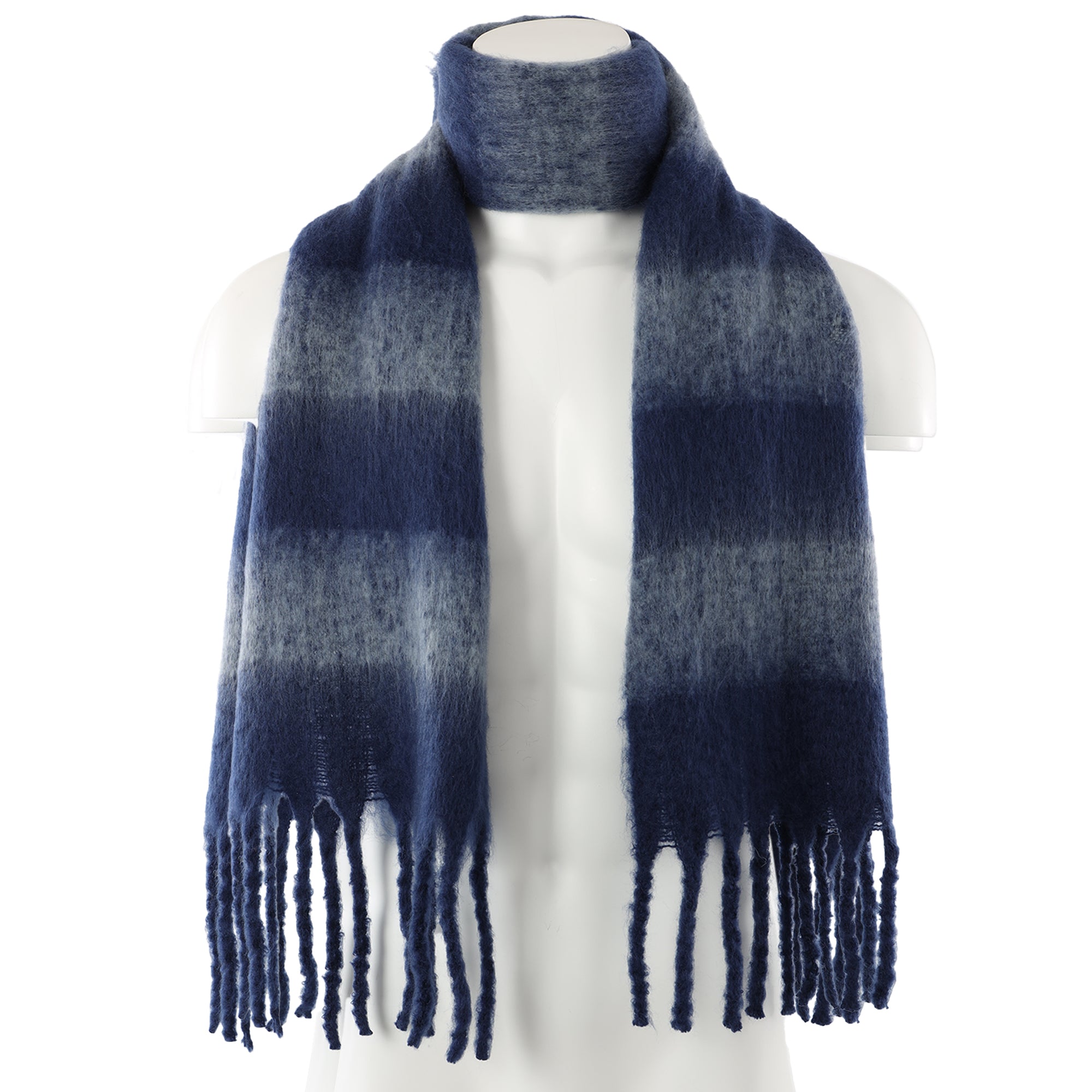 Rebecca Minkoff Brushed Acrylic Striped Blanket Scarf with Fringe