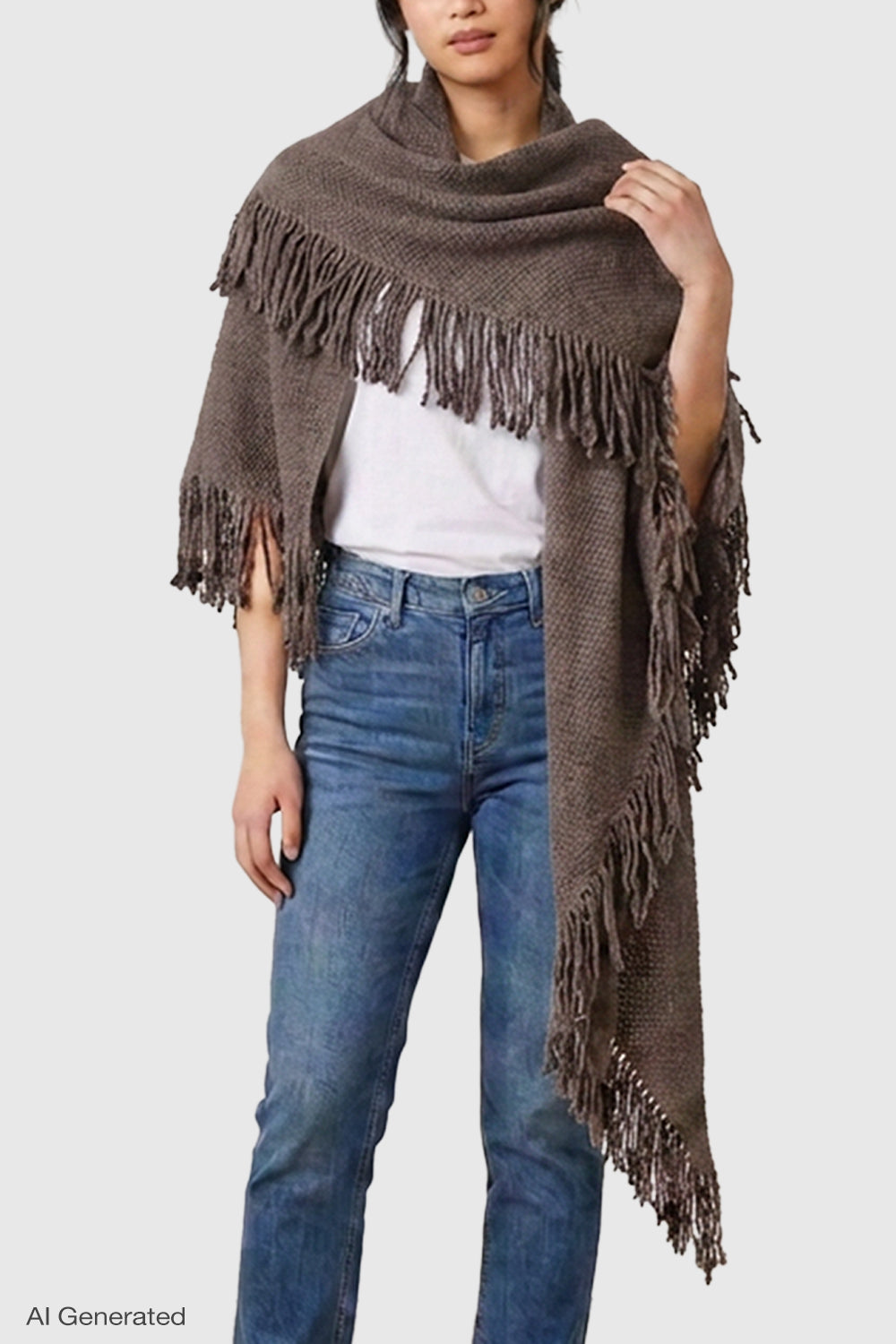 Rebecca Minkoff Jacquard Knit Leopard Triangle Scarf with Fringe