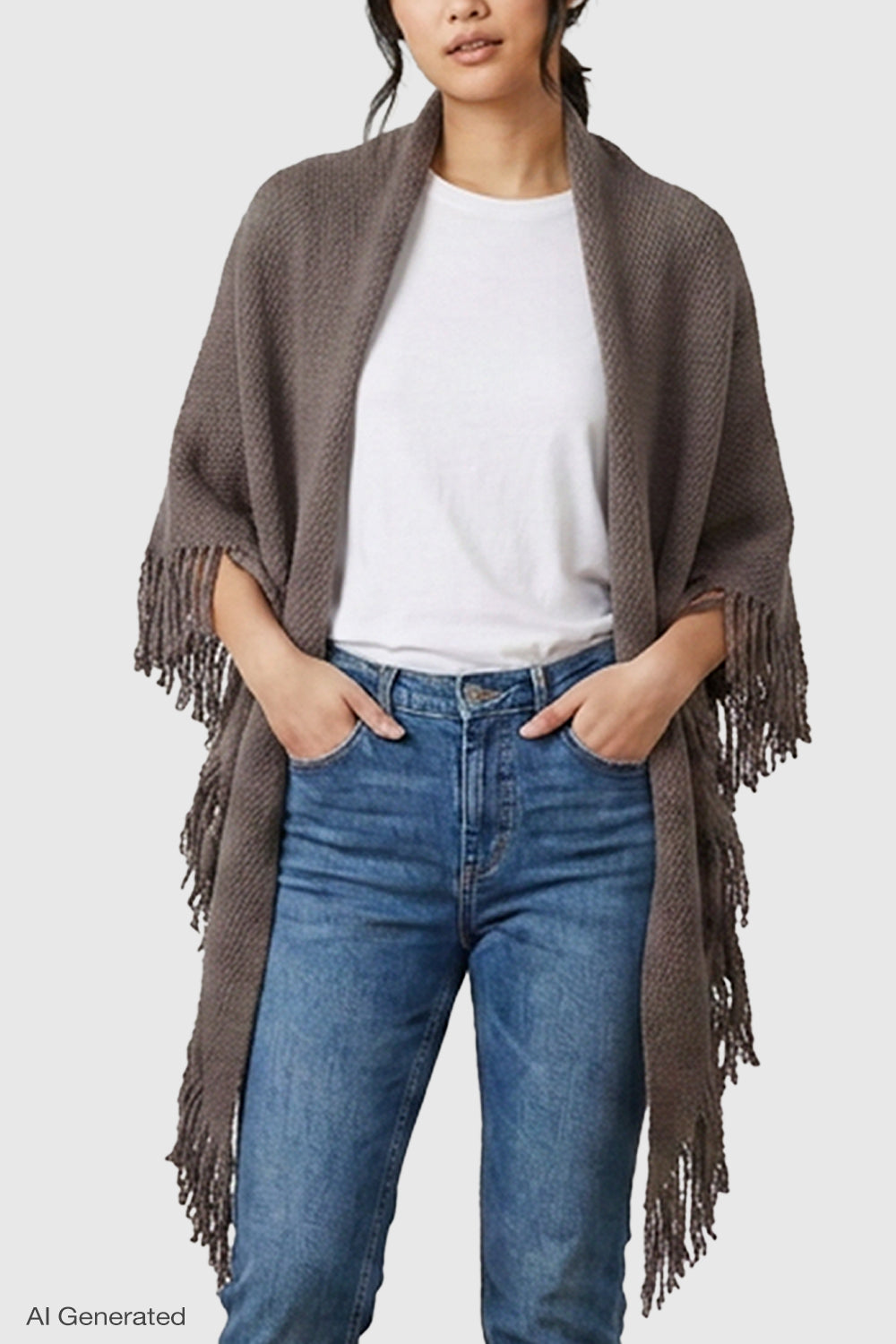 Rebecca Minkoff Jacquard Knit Leopard Triangle Scarf with Fringe