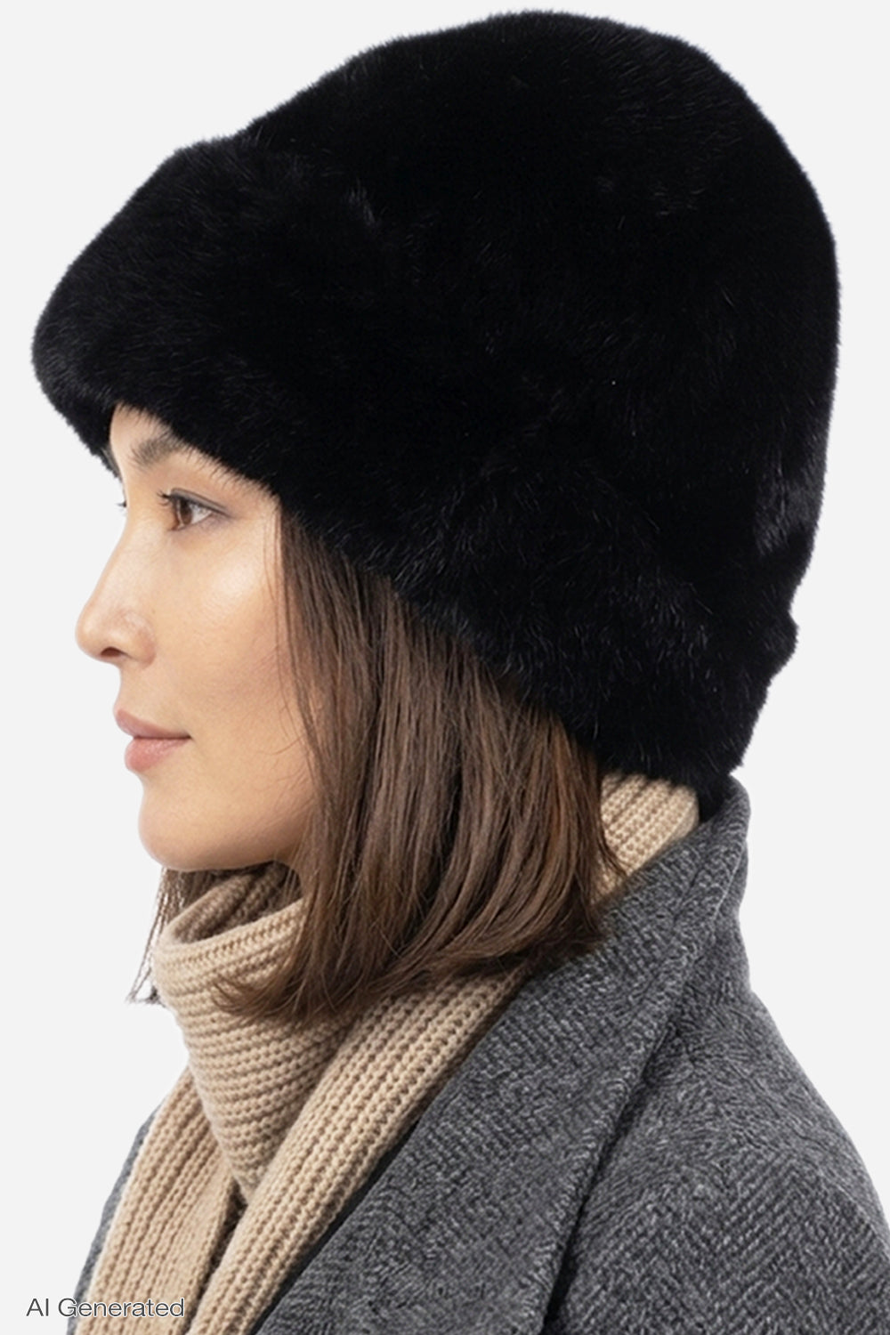 Rebecca Minkoff Faux Shearling Rounded Hat Black