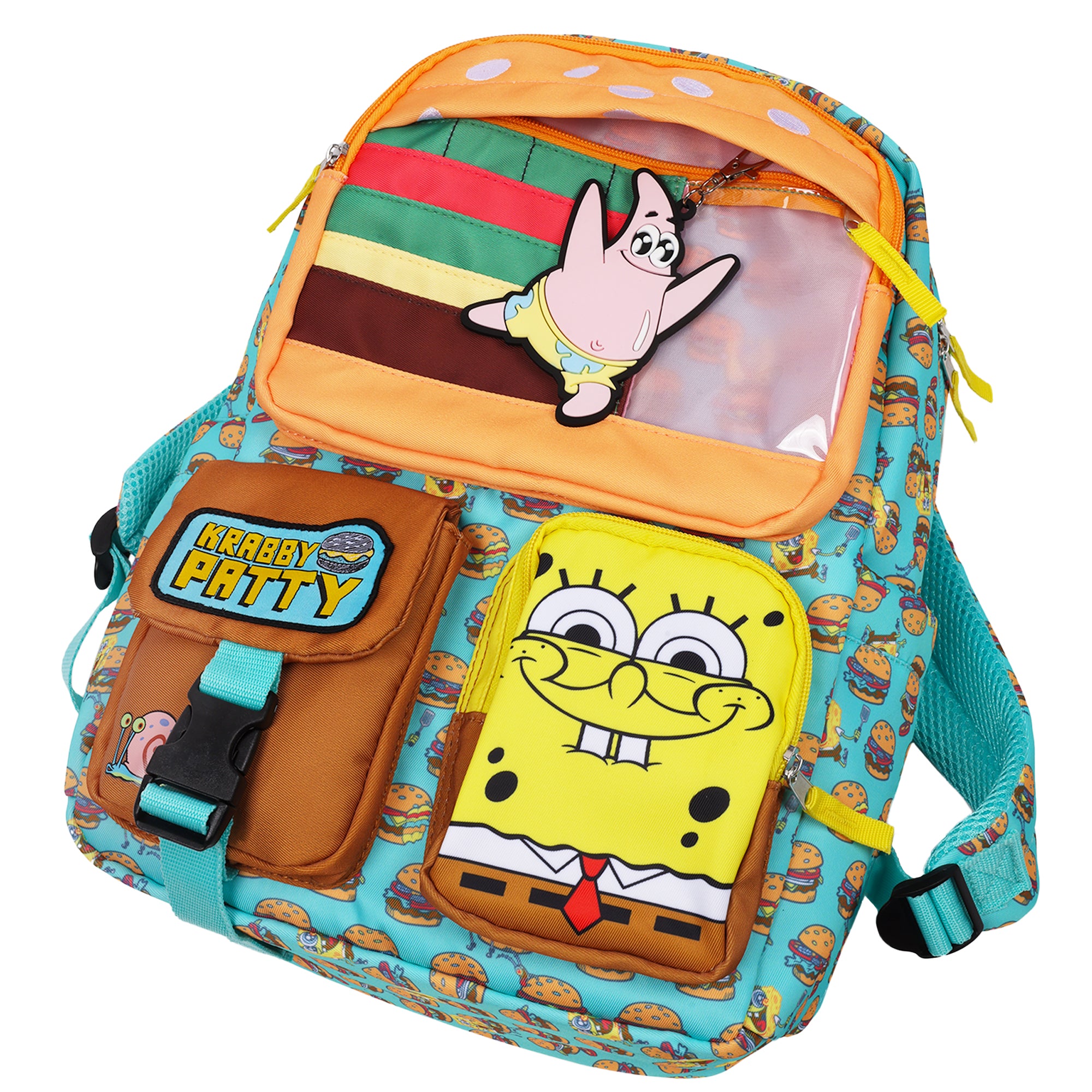 SpongeBob SquarePants Krabby Patty Peekaboo Backpack with Character Pockets