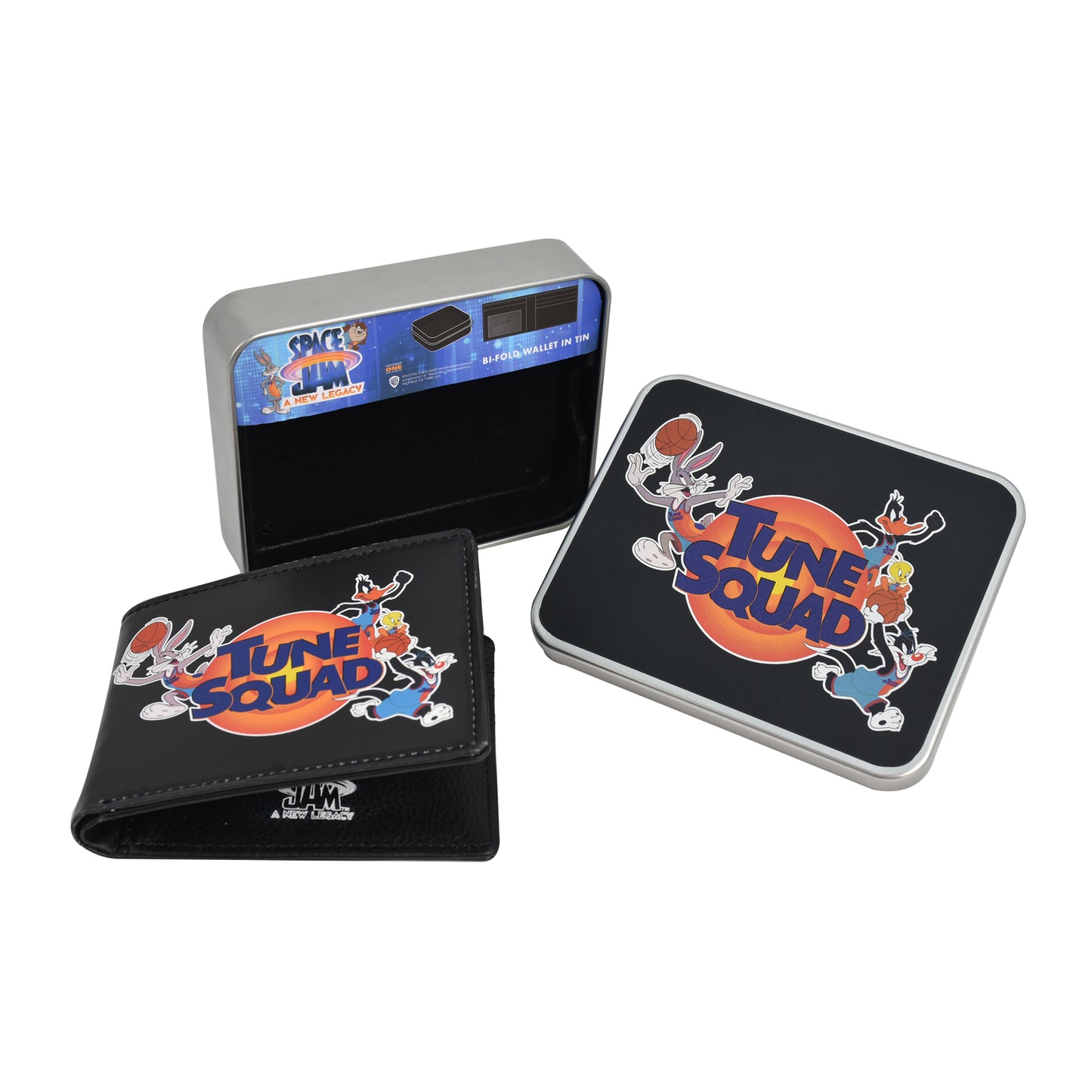 WB Space Jam A New Legacy Tune Squad LOGO Bifold Wallet in a Decorative Tin Case Multi, Unisex