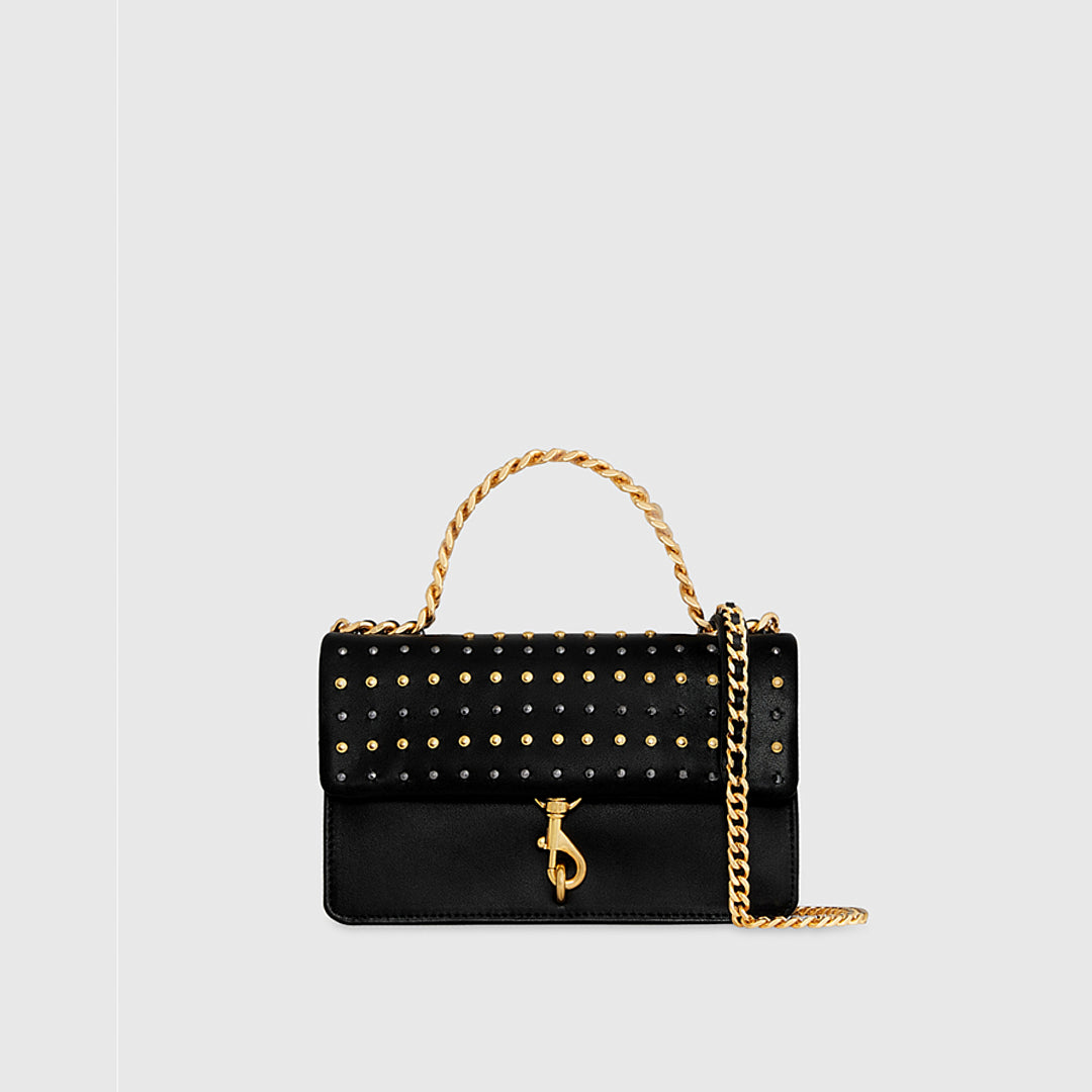 Rebecca Minkoff Edie Studded Mini Crossbody On A Chain Black