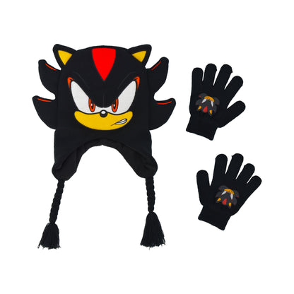 Concept One Sonic The Hedgehog Beanie Hat and Glove Set, Kids Knitted Winter Hat and Gloves