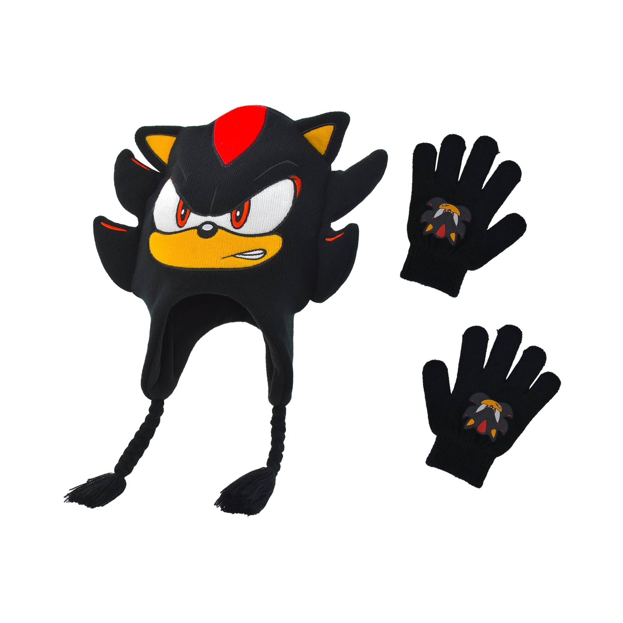 Concept One Sonic The Hedgehog Beanie Hat and Glove Set, Kids Knitted Winter Hat and Gloves