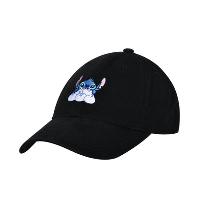 Disney Stitch Eating Dumplings Washed Dad Cap,Black