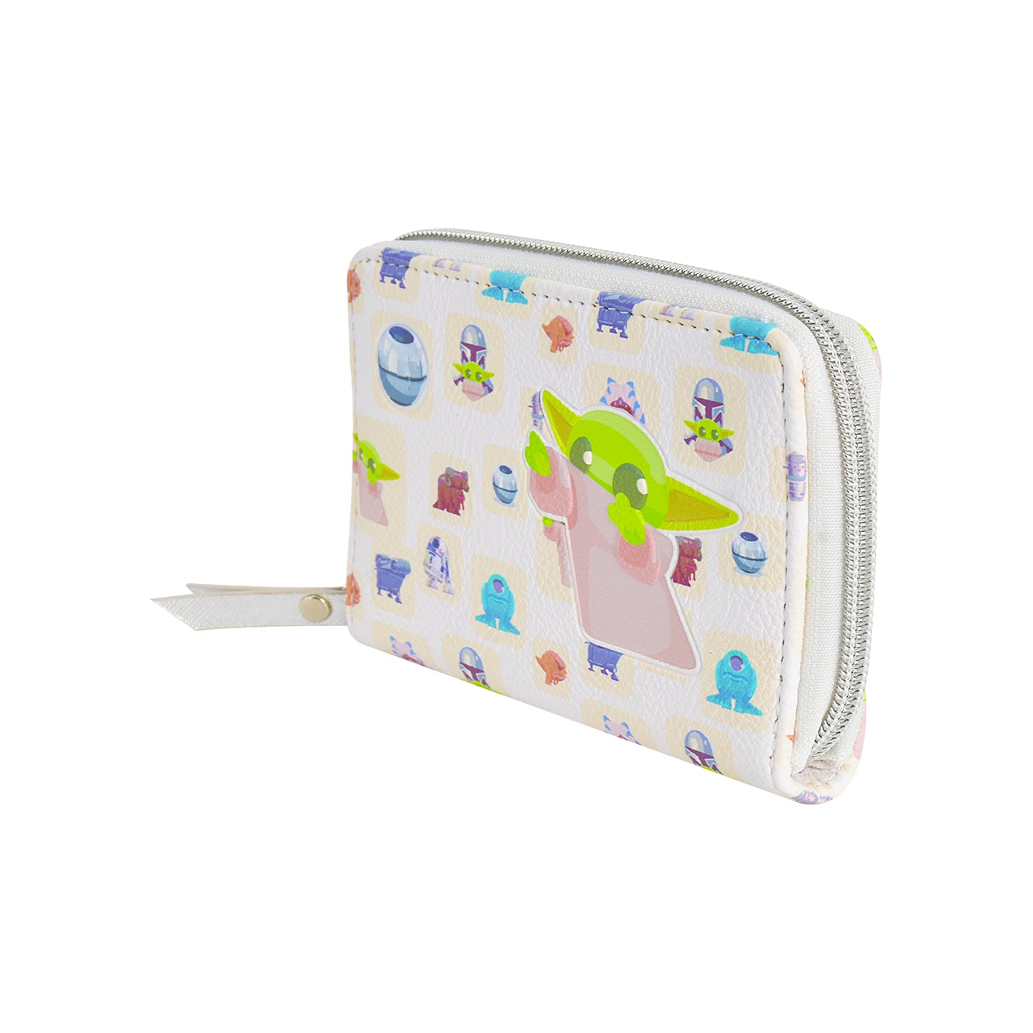 Grogu Handle Ball Zip around Wallet, White