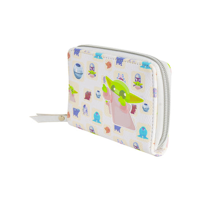 Grogu Handle Ball Zip around Wallet, White