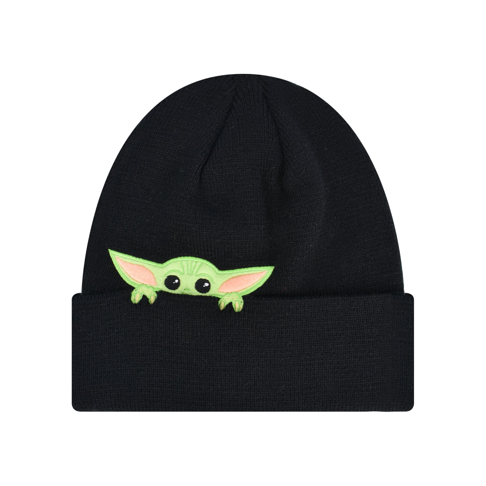 STAR WARS The Mandalorian Grogu Peek-A-Boo Knitted Cuffed Beanie, Black, One Size