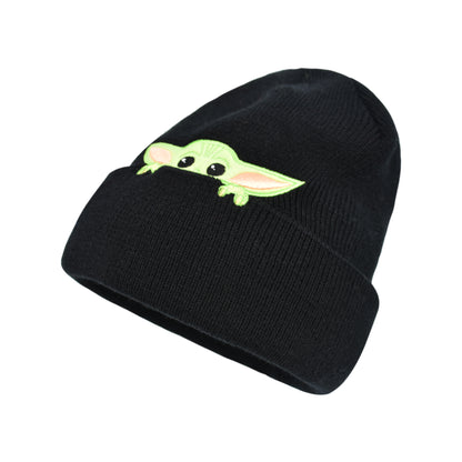 STAR WARS The Mandalorian Grogu Peek-A-Boo Knitted Cuffed Beanie, Black, One Size
