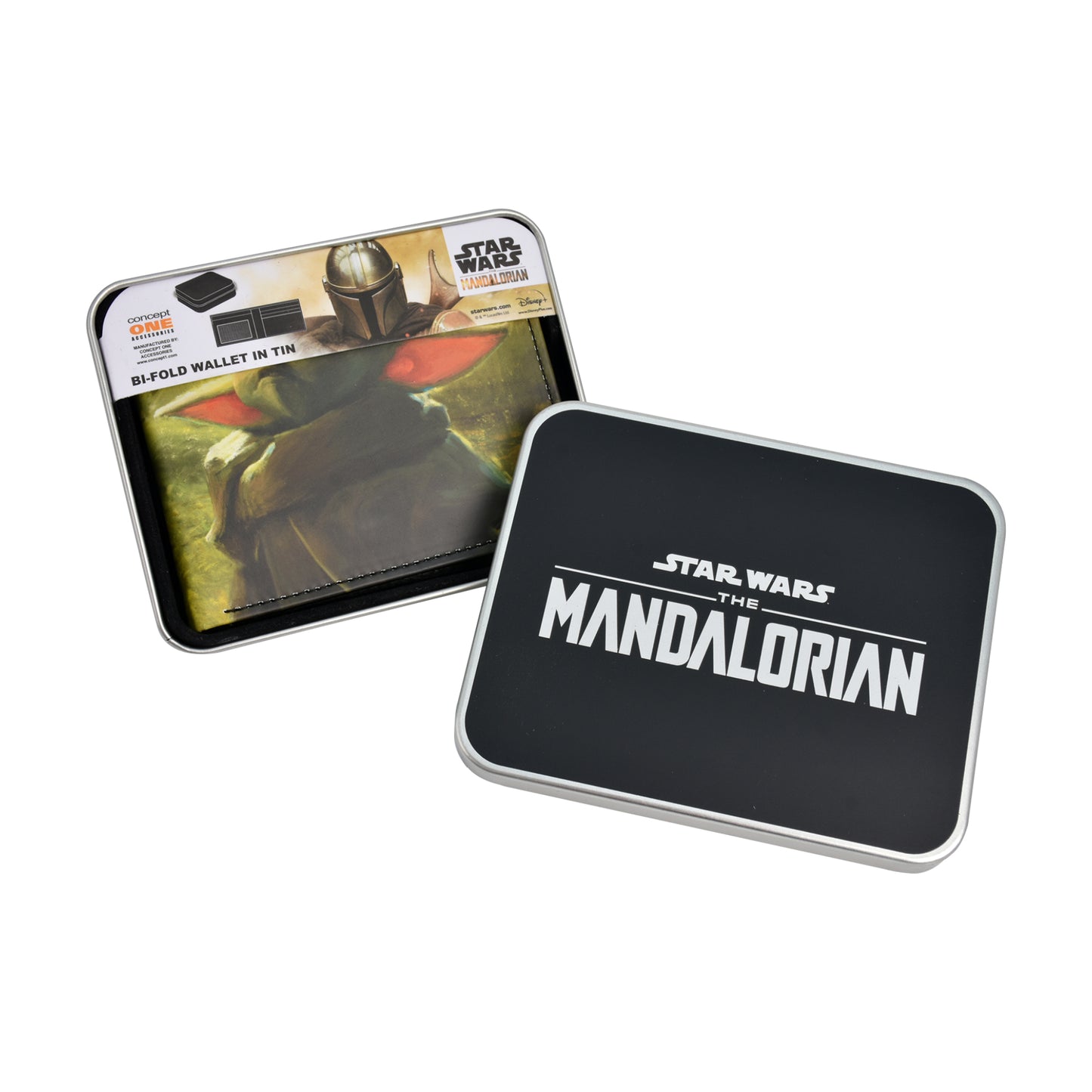 Disney Star Wars Grogu Wallet, The Mandalorian Slim Bifold Wallet with Decorative Tin Case Unisex