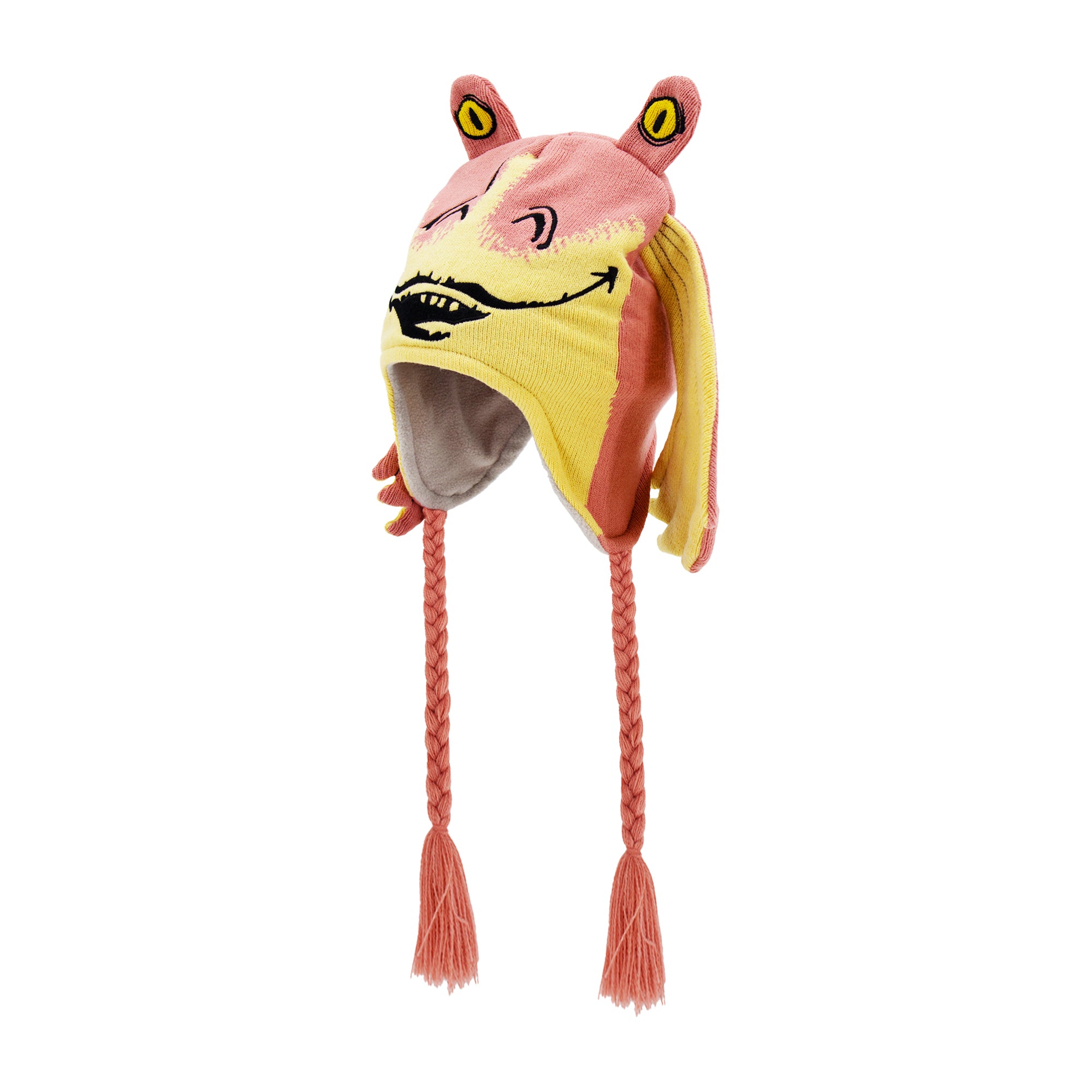 Star Wars Jar Jar Binks Beanie Hat, Peruvian Winter Knit Cap with 3D Gungan Ears and Tassels, Multi, One Size